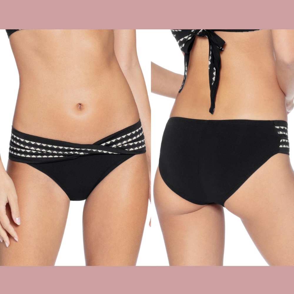 NWT Robin Piccone [ XS ] Naomi Twist Bikini‎ Bottoms in Black Ivory
